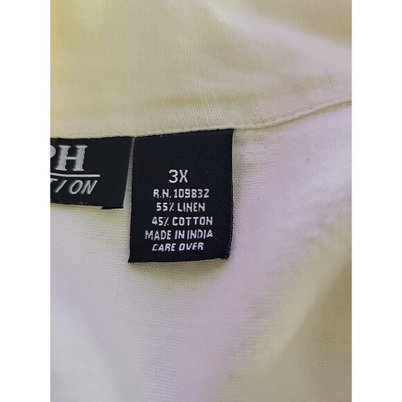 MPH Collection Linen Blend Ivory Embroidered SS Button Up Shirt Women's Plus 3X - Picture 12 of 12